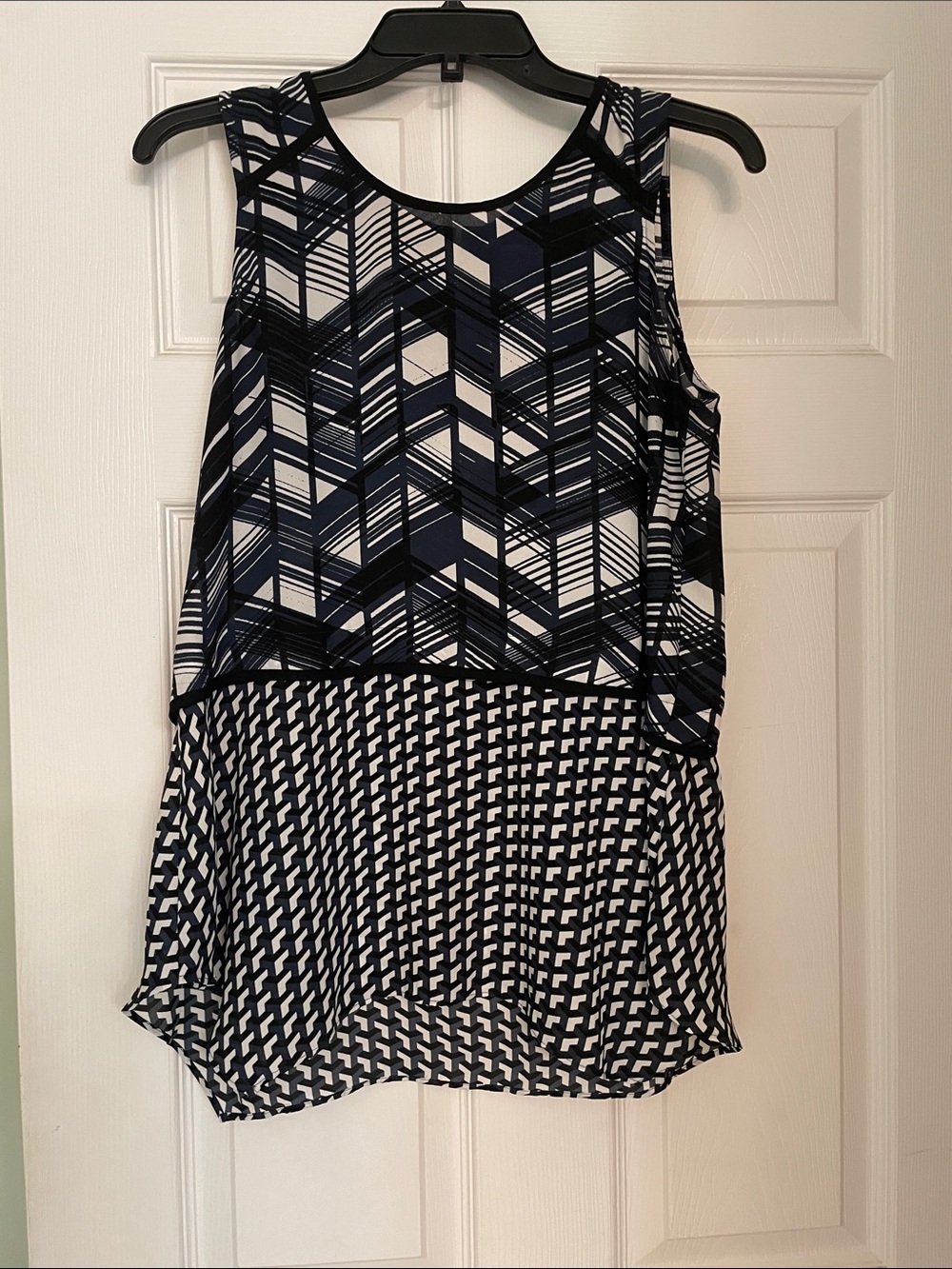 Alfani Navy and White Sleeveless top